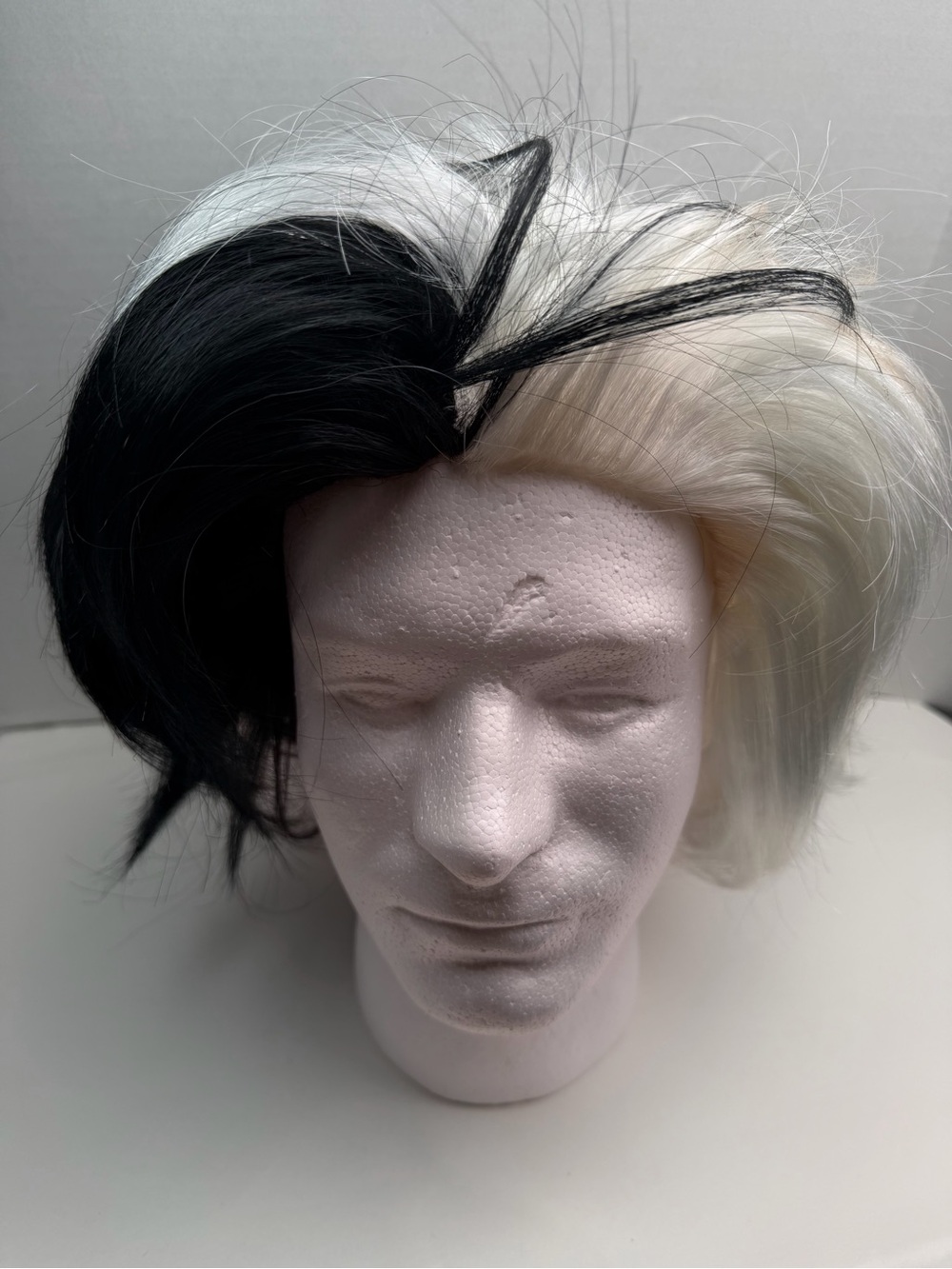 Devilish Black & White Diva Cruella Wig Costume Accessory Hair Devil Adult